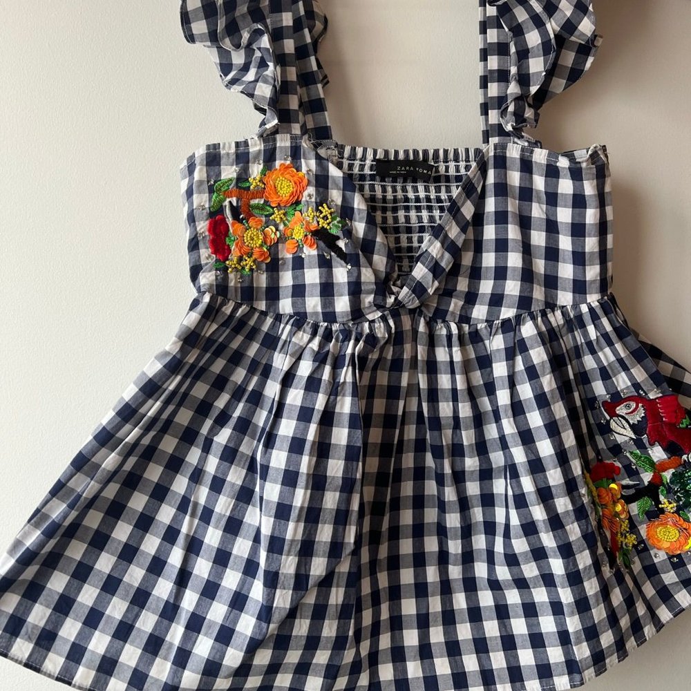 Zara Top Checkered with Beading